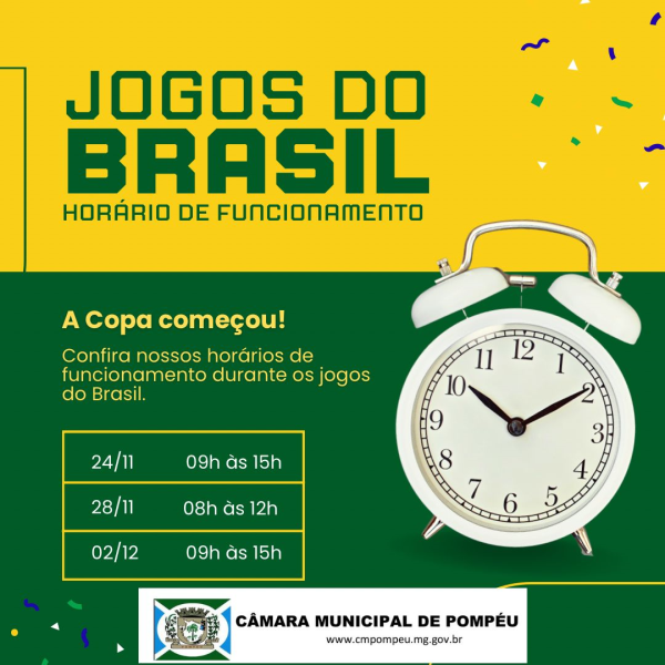 Câmara terá horário especial de funcionamento em dias de jogos