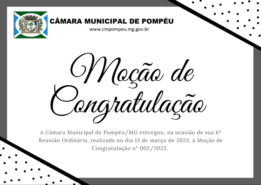 ENTREGA DE MOÇÃO DE CONGRATULAÇÃO (Nº 002/2023)